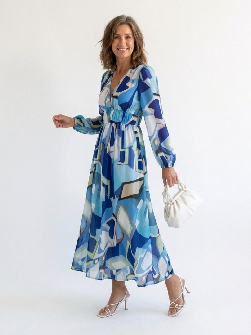 Robe Longue Femme avec Manches Longues en Tissu Léger Lucyle