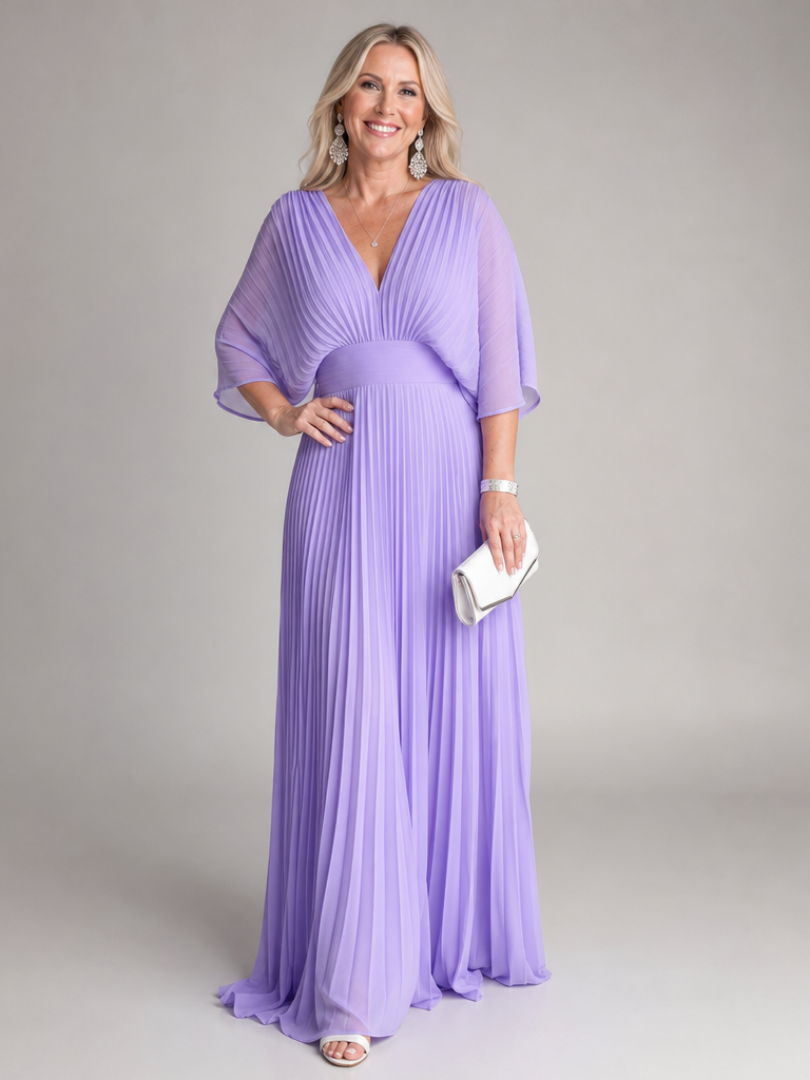 Robe Longue Femme avec Manches Longues et Col V Lucyle