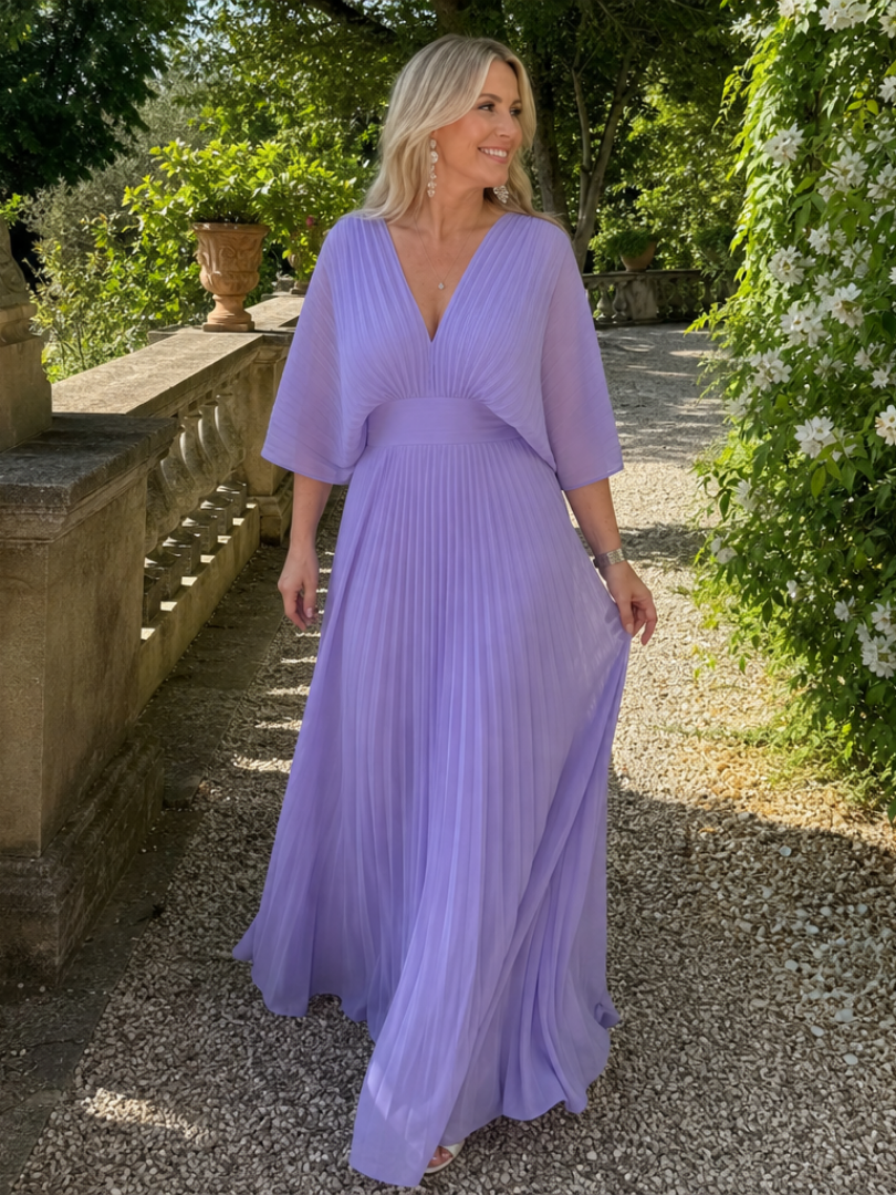 Robe Longue Femme avec Manches Longues et Col V Lucyle