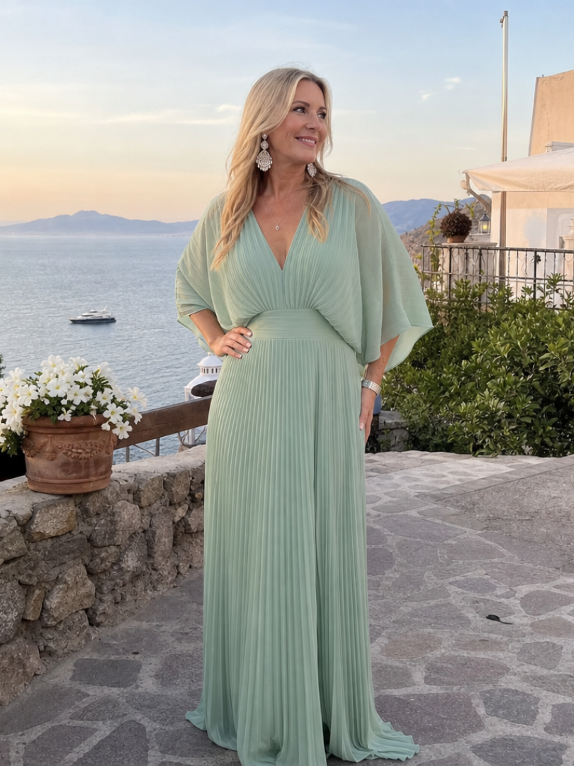 Robe Longue Femme avec Manches Longues et Col V Lucyle