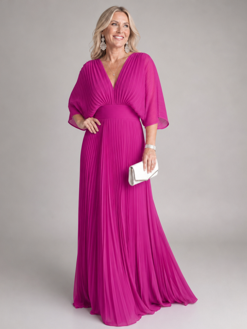 Robe Longue Femme avec Manches Longues et Col V Lucyle