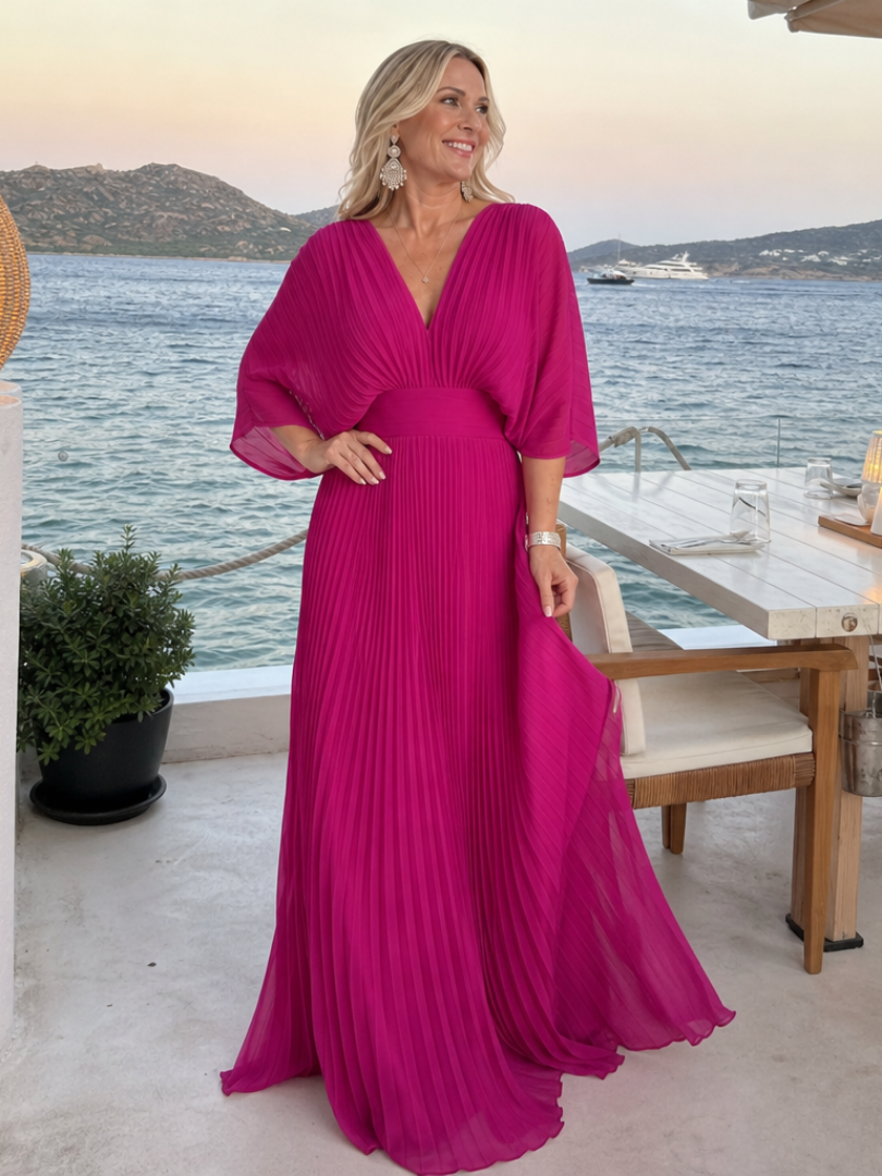 Robe Longue Femme avec Manches Longues et Col V Lucyle