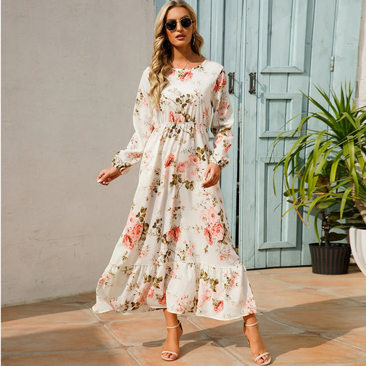 Robe Longue Femme avec Manches Longues et Design Bohème Lucyle
