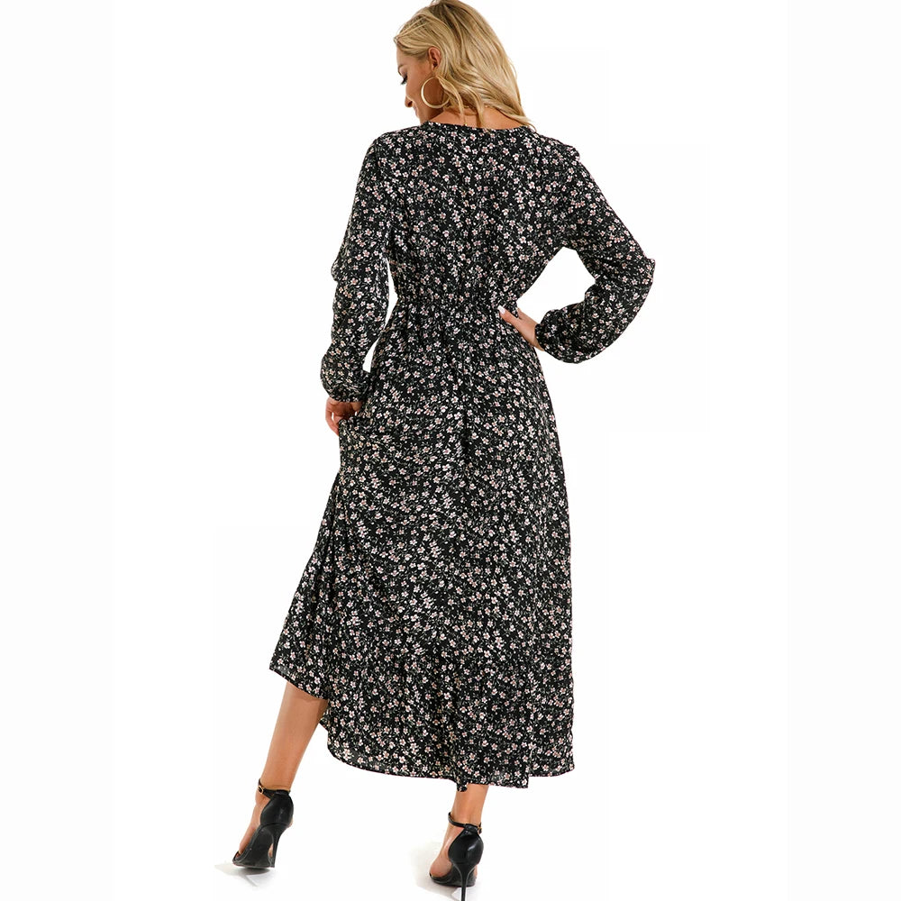 Robe Longue Femme avec Manches Longues et Design Bohème Lucyle