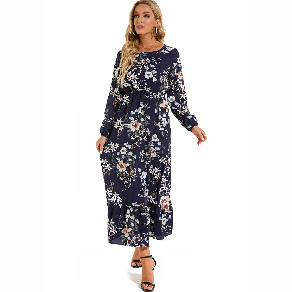 Robe Longue Femme avec Manches Longues et Design Bohème Lucyle