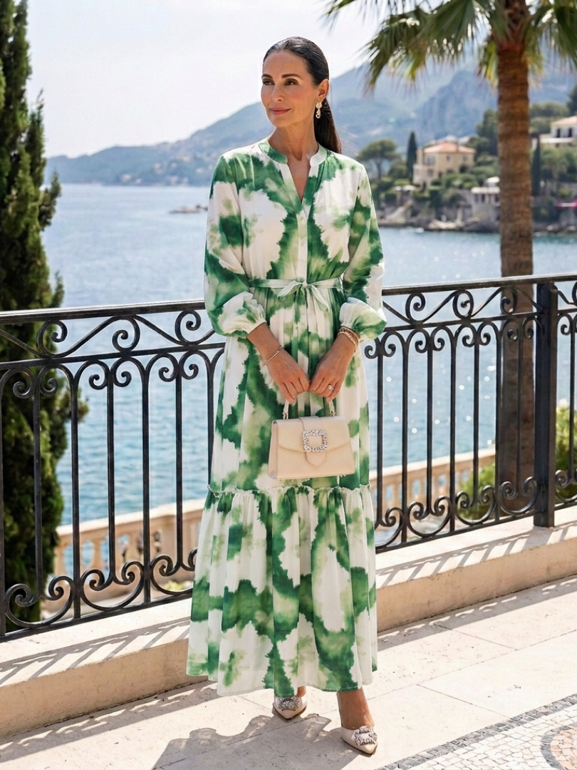 Robe Longue Femme avec Manches Longues et Jupe à Volants Lucyle