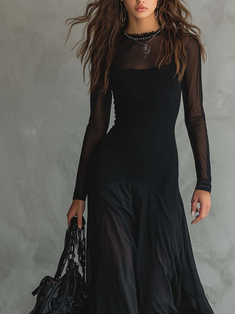 Robe Longue Femme avec Manches Transparentes Lucyle