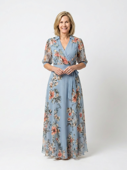 Robe Longue Femme avec Motif Floral Léger Lucyle