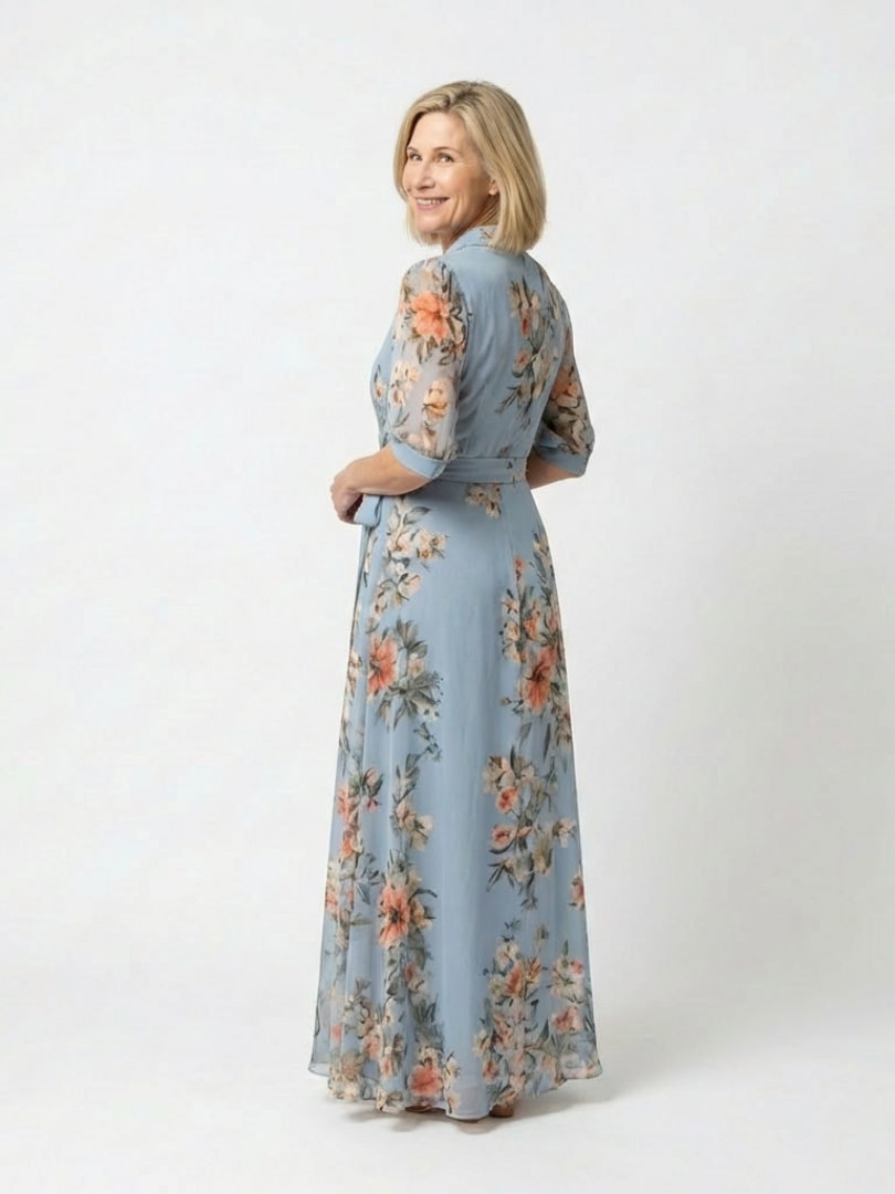 Robe Longue Femme avec Motif Floral Léger Lucyle