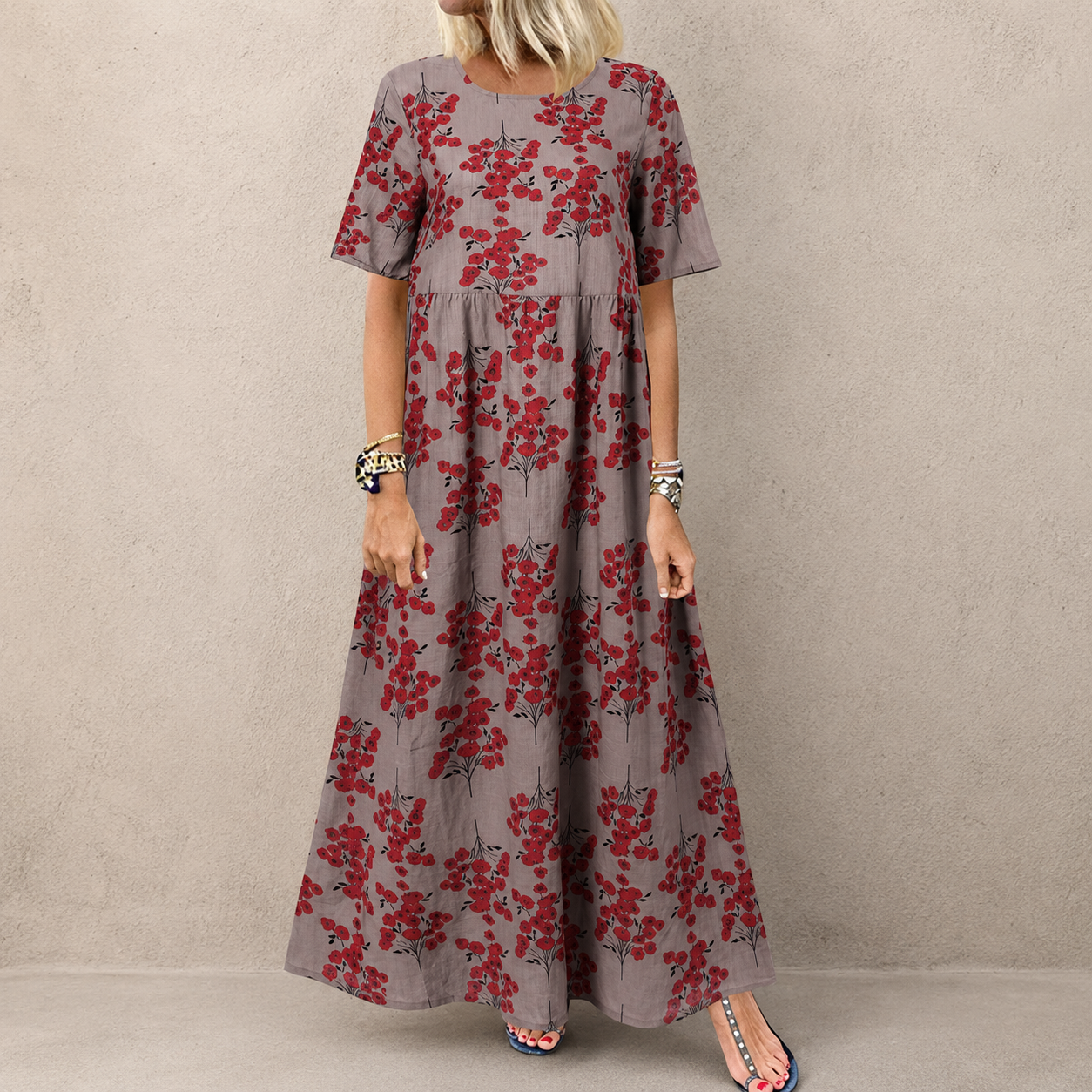Robe Longue Femme avec Motif Floral Lucyle