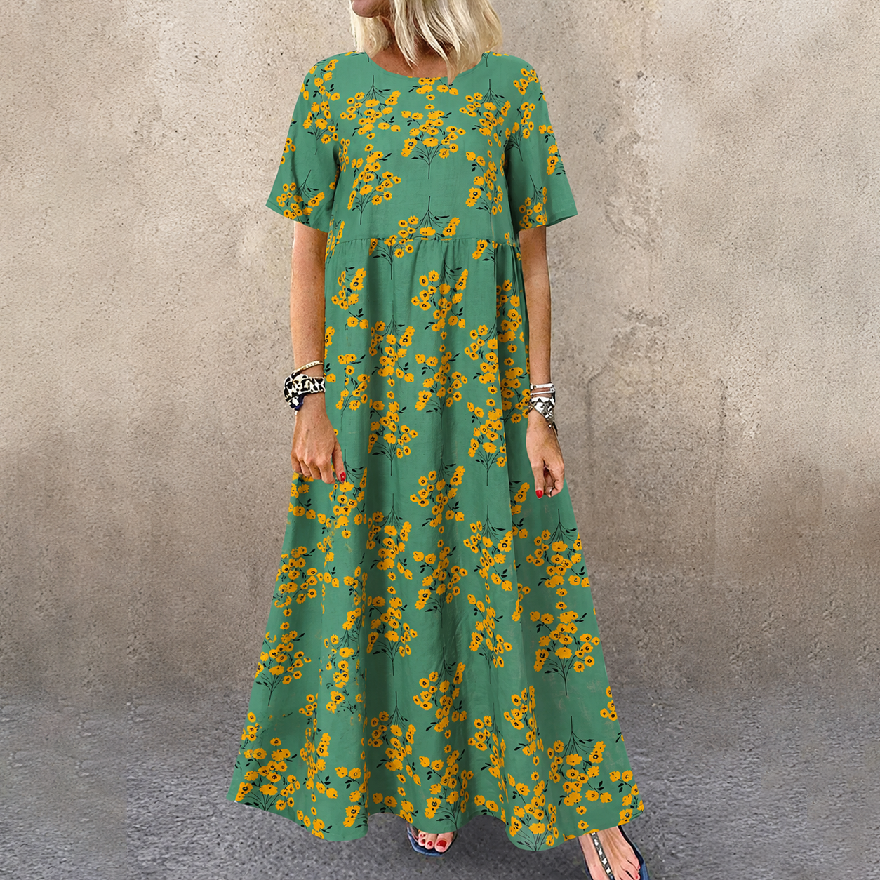 Robe Longue Femme avec Motif Floral Lucyle
