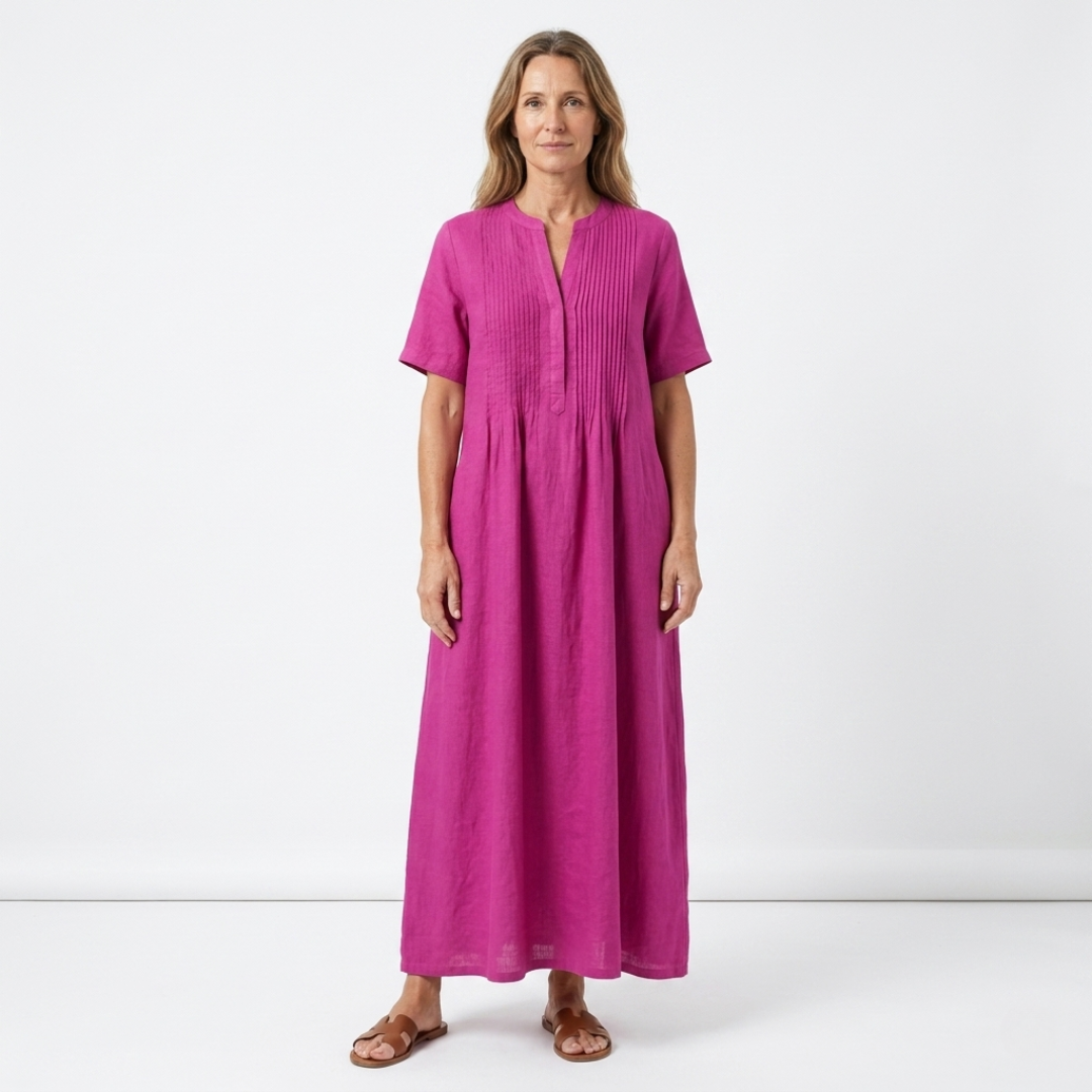 Robe Longue Femme avec Plis Verticaux Lucyle