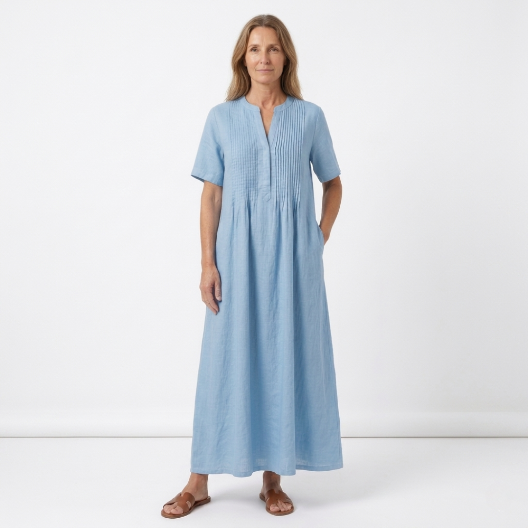 Robe Longue Femme avec Plis Verticaux Lucyle