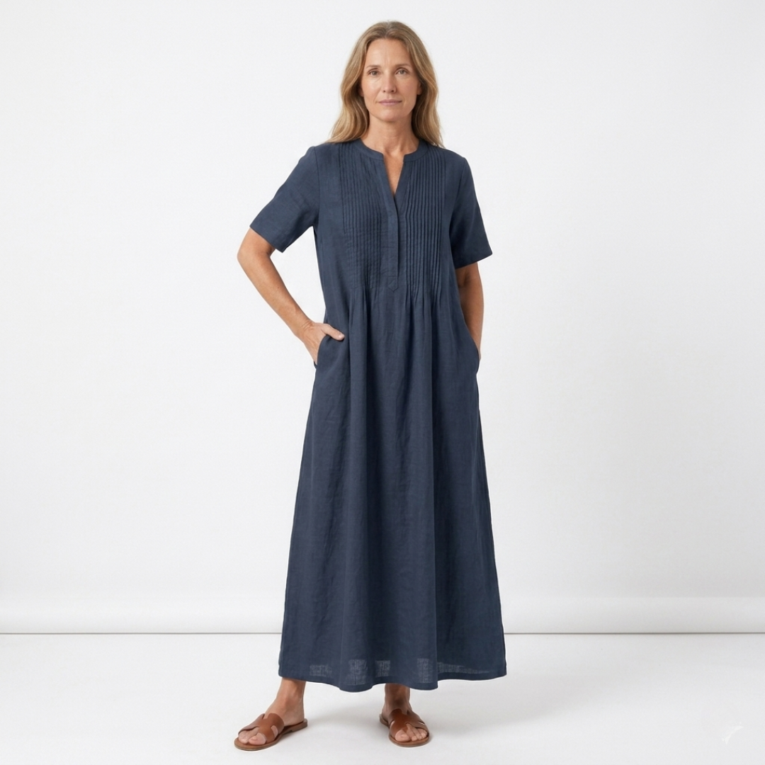 Robe Longue Femme avec Plis Verticaux Lucyle