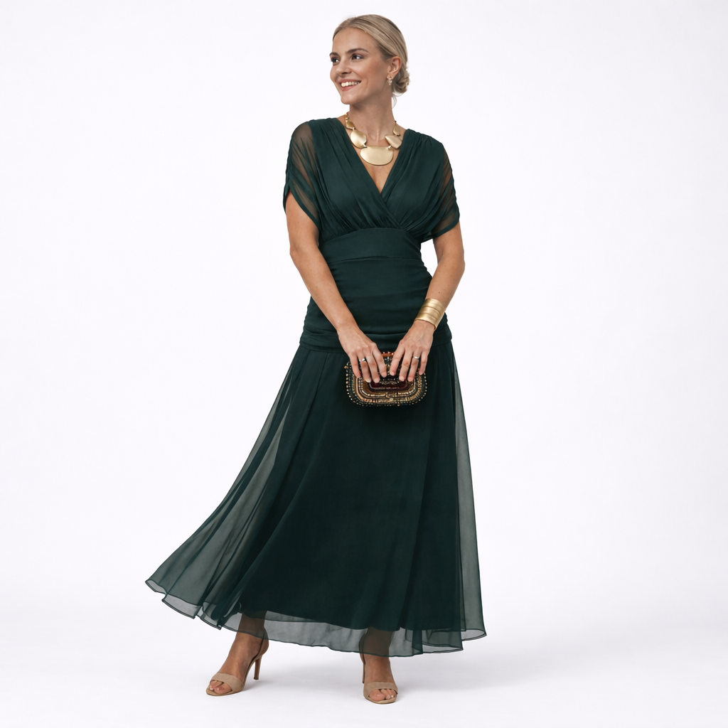 Robe Longue Femme avec Plis à la Taille Lucyle
