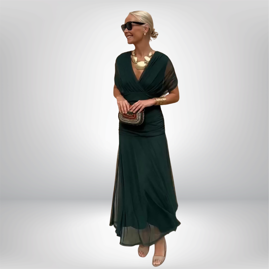 Robe Longue Femme avec Plis à la Taille Lucyle