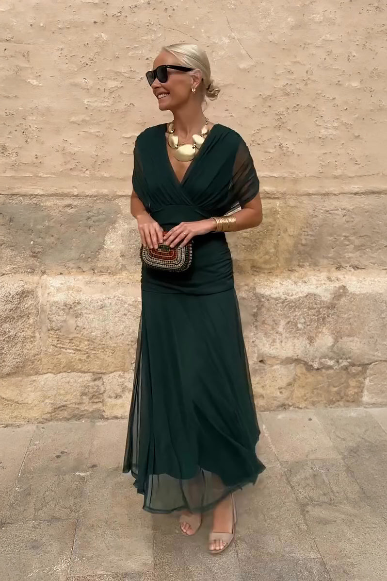 Robe Longue Femme avec Plis à la Taille Lucyle