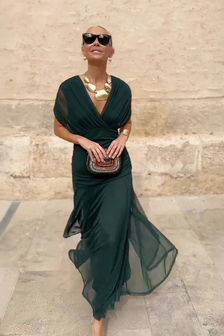 Robe Longue Femme avec Plis à la Taille Lucyle