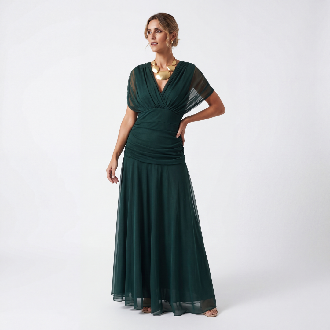 Robe Longue Femme avec Plis à la Taille Lucyle