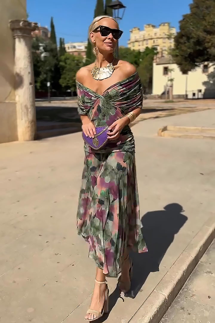 Robe Longue Femme avec Plis à la Taille Lucyle