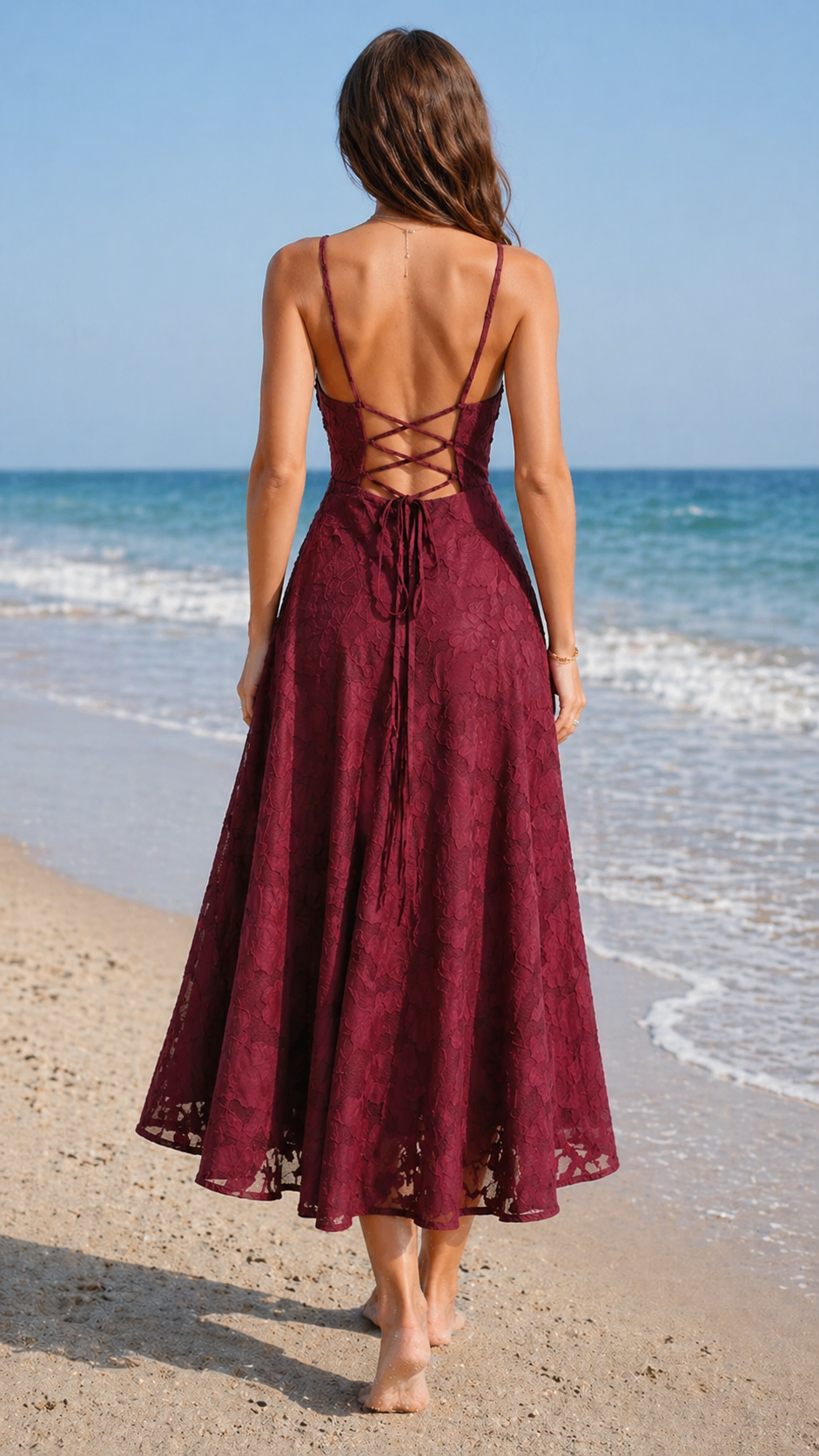 Robe Longue Femme avec Tissu Jacquard Élégant Lucyle