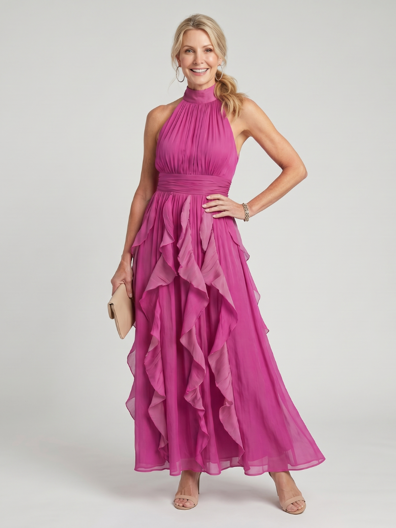 Robe Longue Femme avec Volants Superposés Lucyle