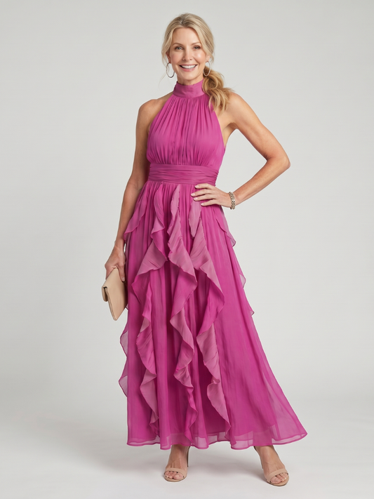 Robe Longue Femme avec Volants Superposés Lucyle
