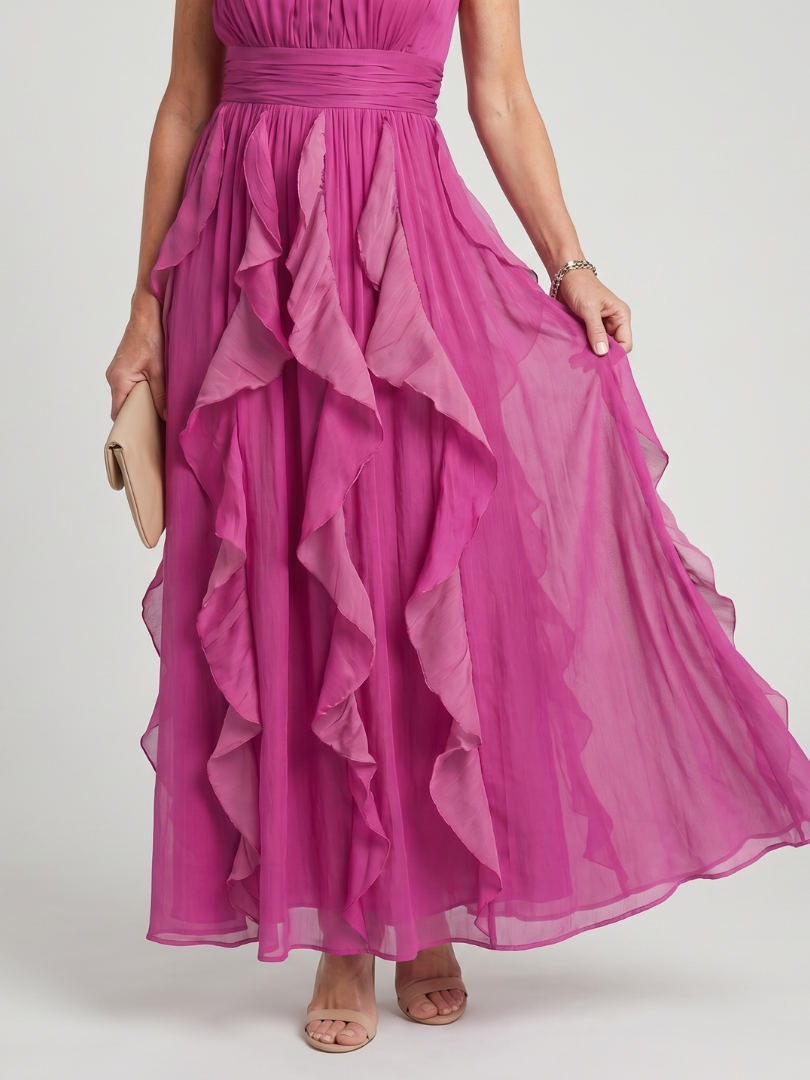 Robe Longue Femme avec Volants Superposés Lucyle