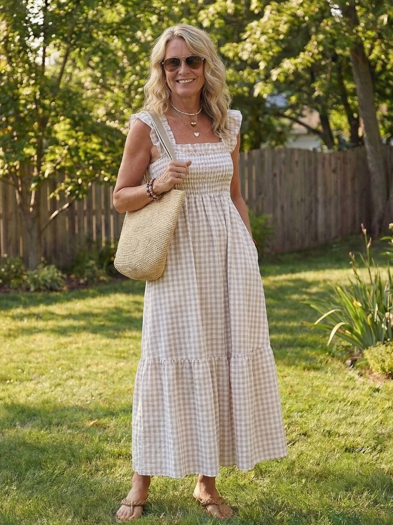 Robe Maxi Femme avec Corsage Smocké Lucyle
