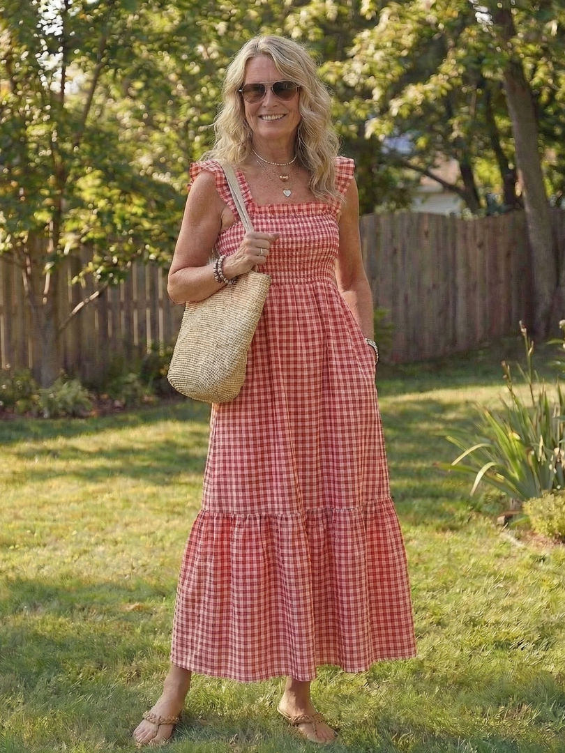 Robe Maxi Femme avec Corsage Smocké Lucyle