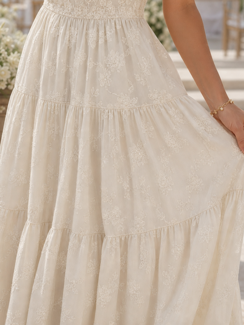 Robe Mi-Longue Femme avec Détails Floraux Lucyle