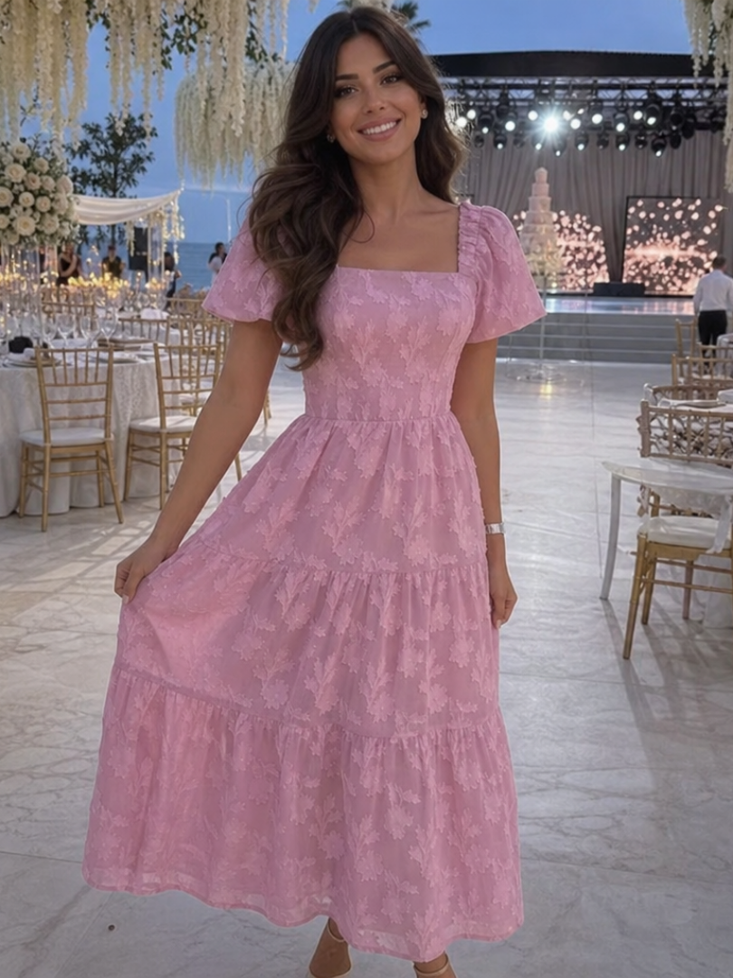 Robe Mi-Longue Femme avec Détails Floraux Lucyle