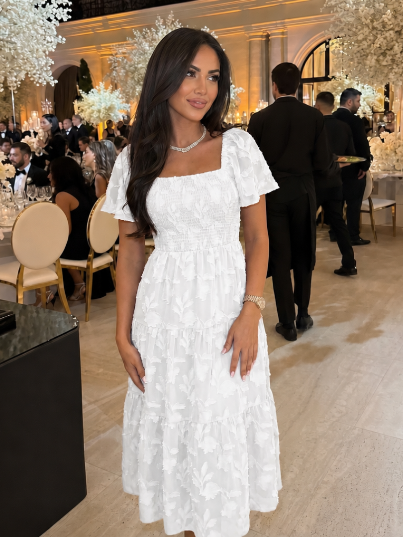 Robe Mi-Longue Femme avec Détails Floraux Lucyle
