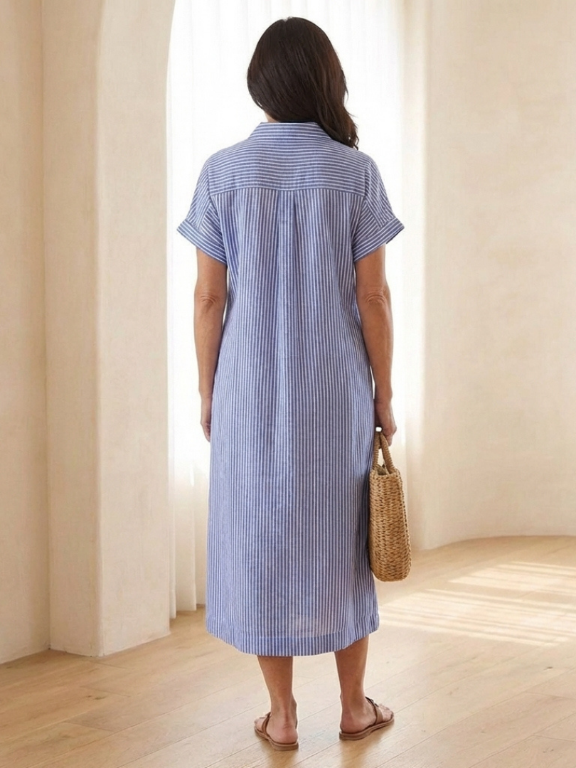 Robe Midi Femme Rayée avec Boutonnage Lucyle