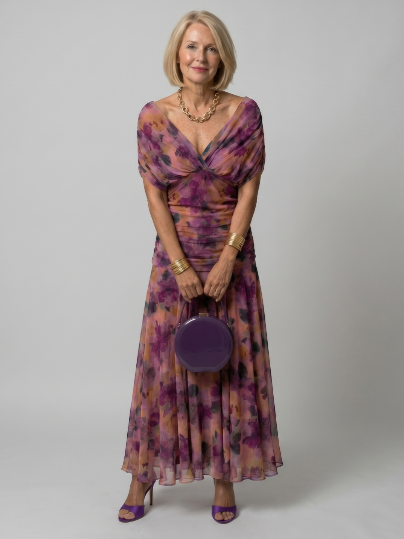 Robe Midi Femme à Épaules Dénudées avec Décolleté Drapé Lucyle