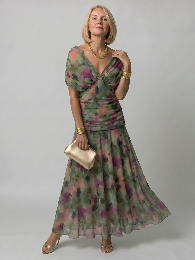 Robe Midi Femme à Épaules Dénudées avec Décolleté Drapé Lucyle