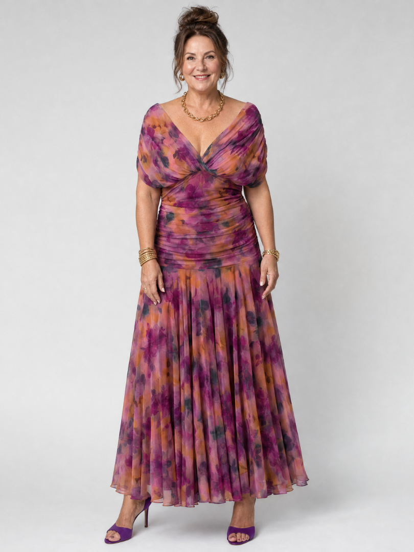 Robe Midi Femme à Épaules Dénudées avec Décolleté Drapé Lucyle