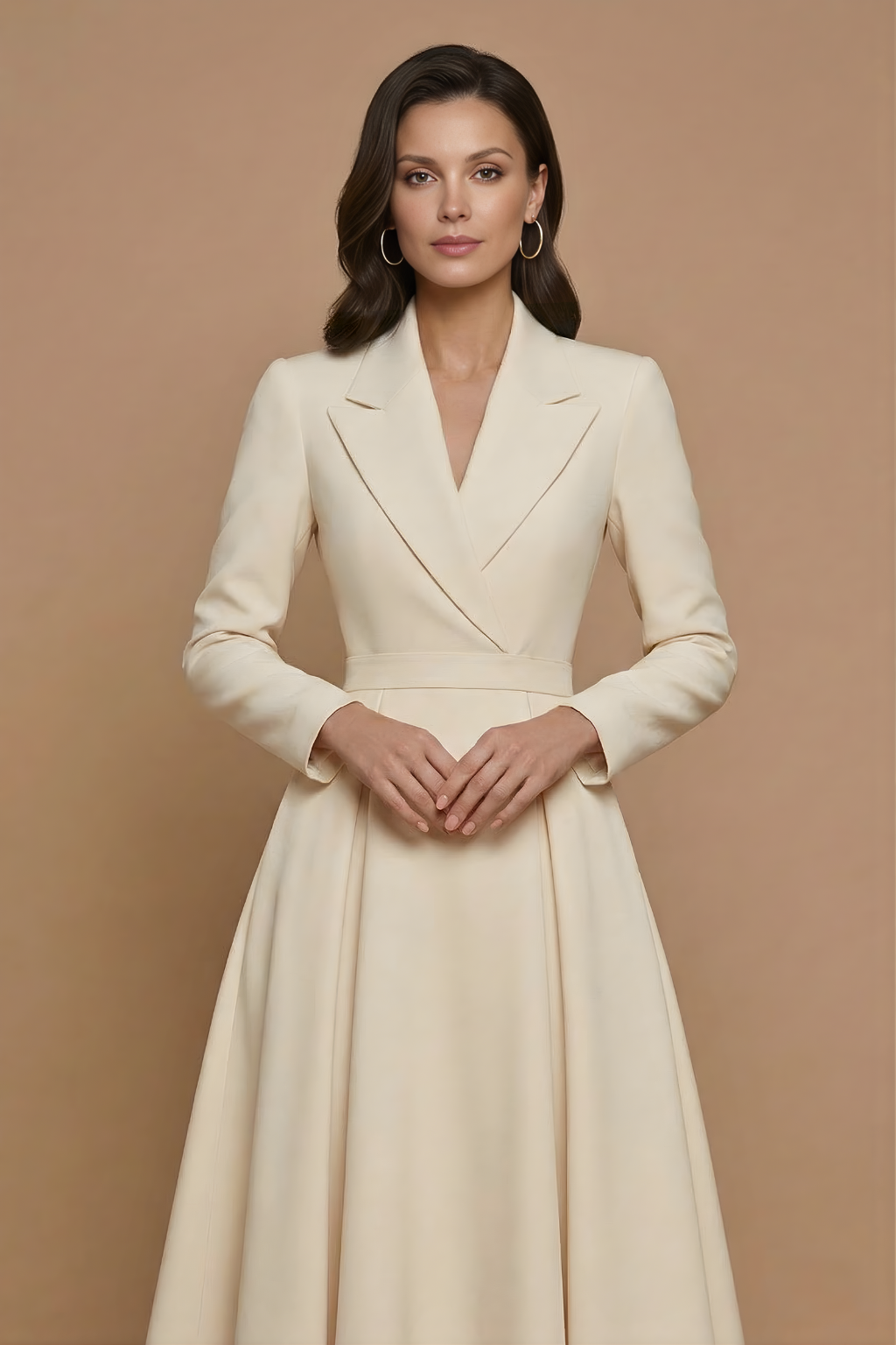 Robe Midi Femme avec Ceinture et Manches Longues Lucyle