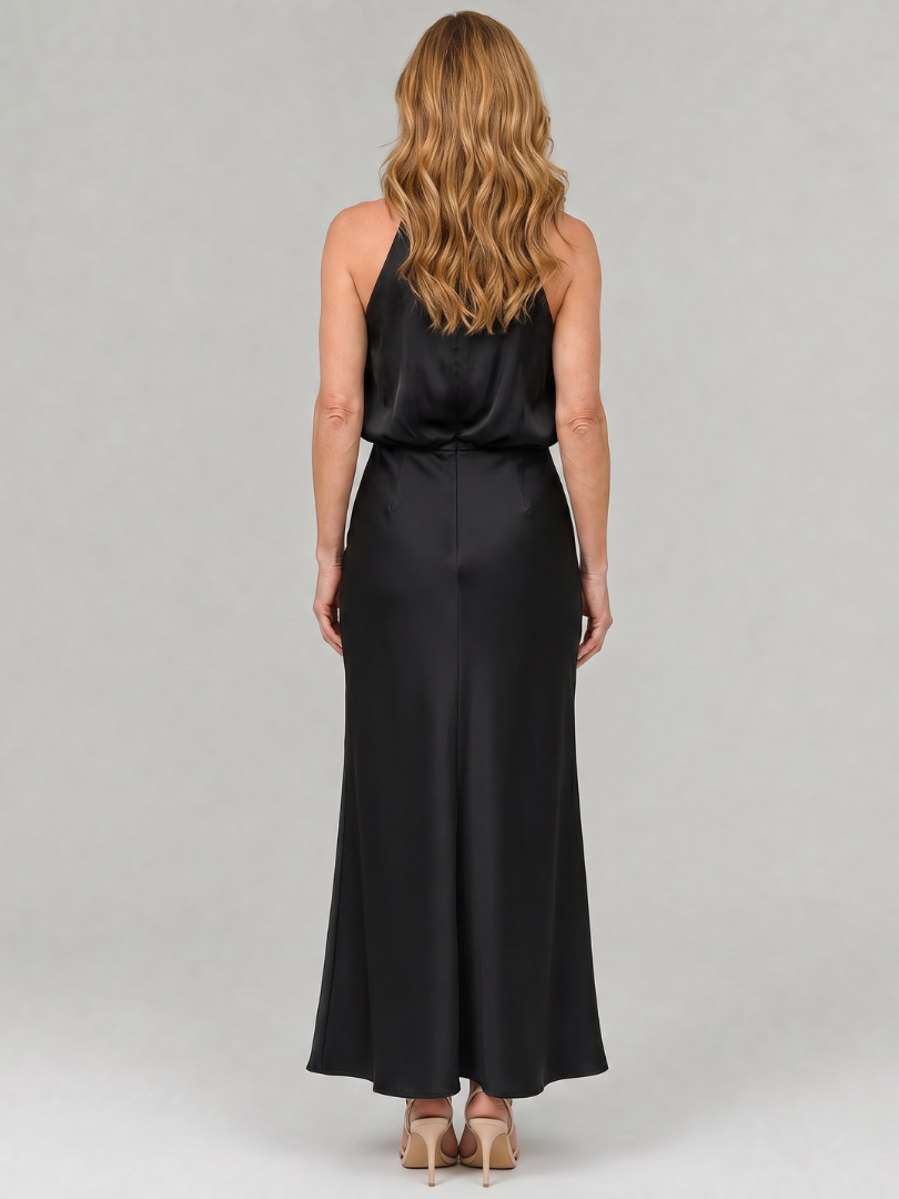 Robe Midi Femme avec Col Drapé Élégant Lucyle