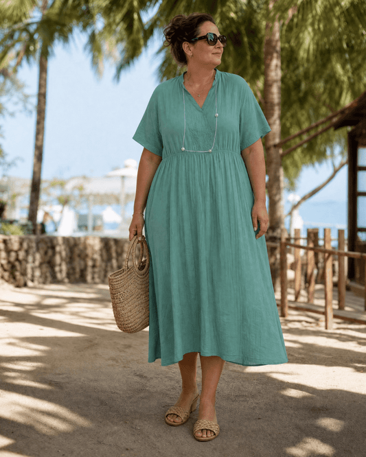Robe Midi Femme avec Col en V Confortable Lucyle