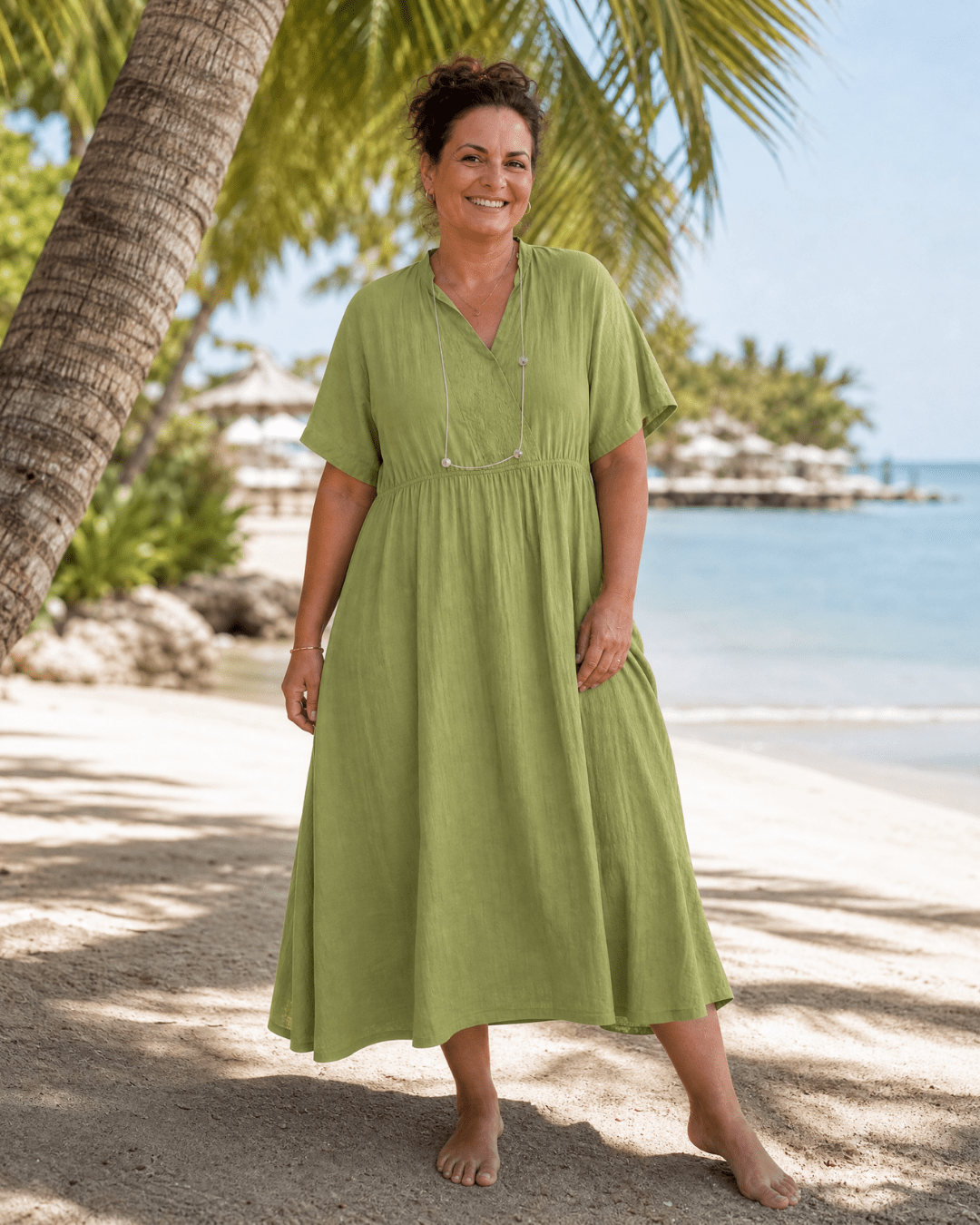 Robe Midi Femme avec Col en V Confortable Lucyle