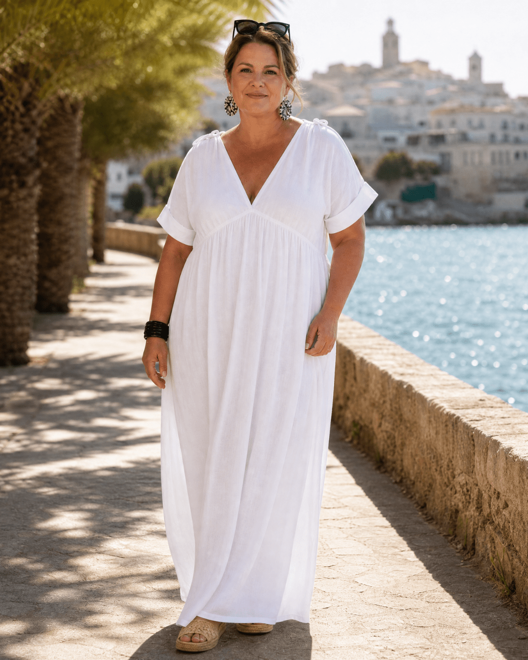 Robe Midi Femme avec Col en V Fluide Lucyle