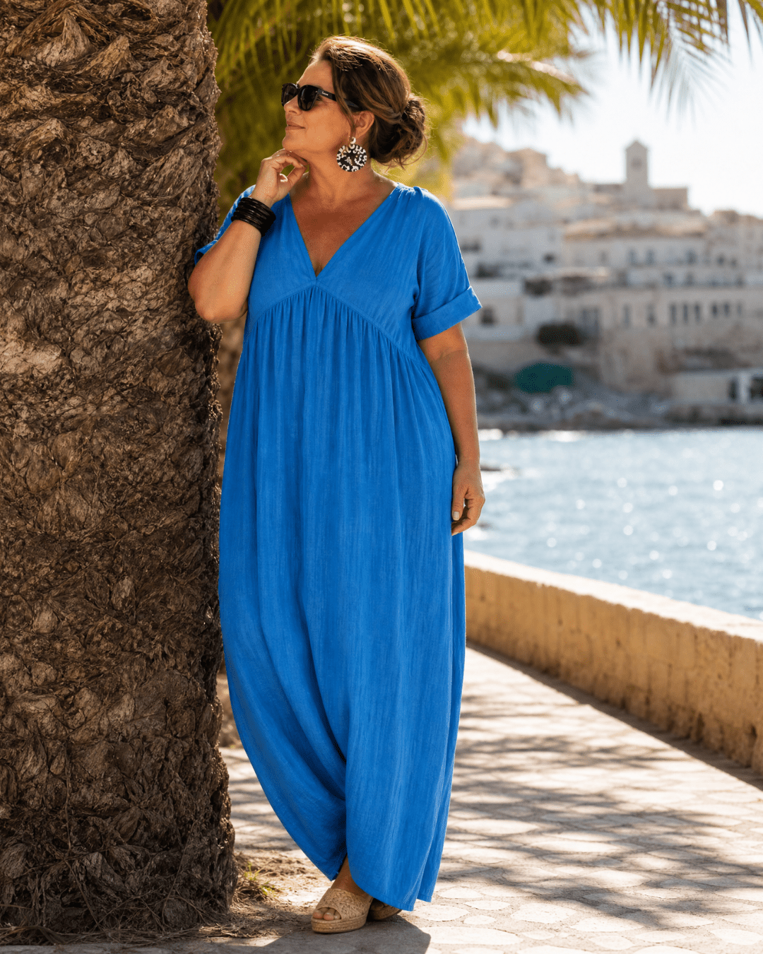 Robe Midi Femme avec Col en V Fluide Lucyle