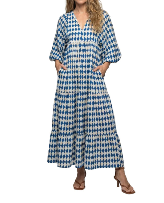 Robe Midi Femme avec Col en V et Manches Mi-Longues Lucyle