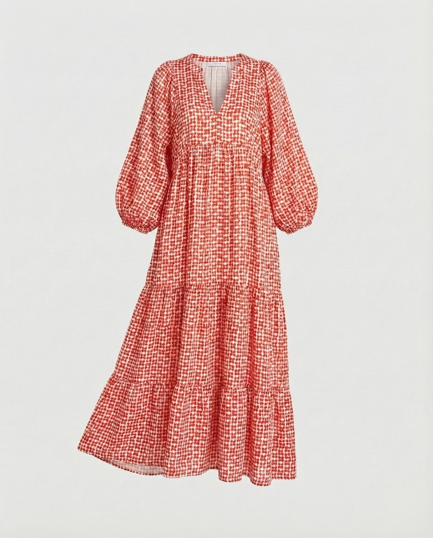 Robe Midi Femme avec Col en V et Manches Mi-Longues Lucyle