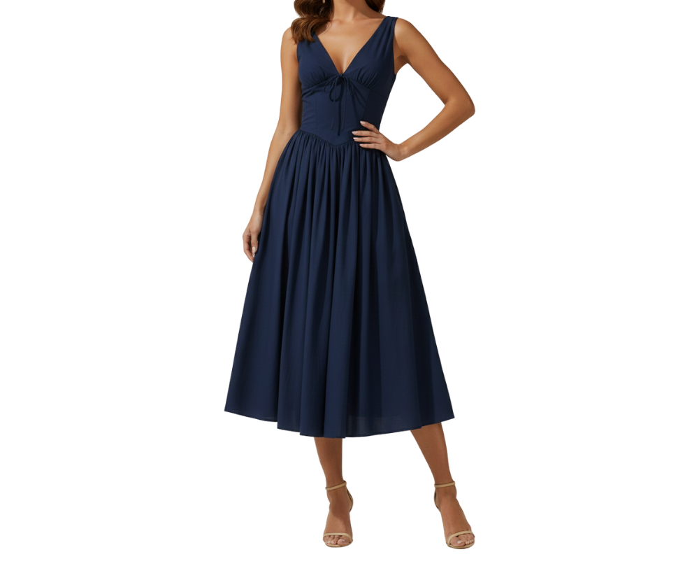 Robe Midi Femme avec Décolleté V Évasé Lucyle