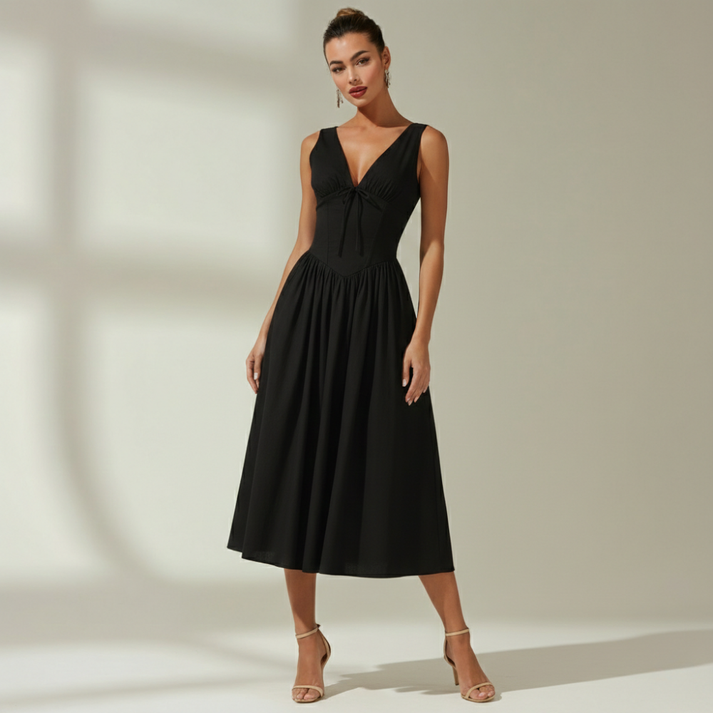 Robe Midi Femme avec Décolleté V Évasé Lucyle