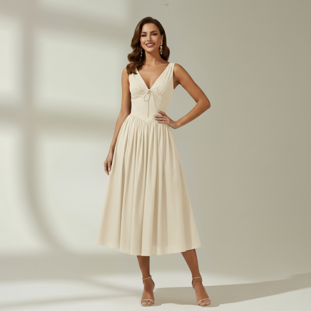Robe Midi Femme avec Décolleté V Évasé Lucyle