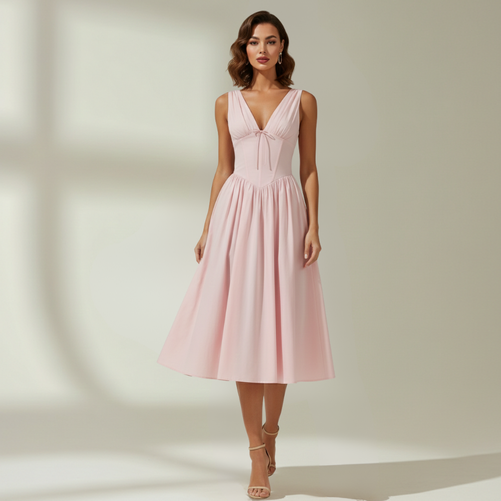 Robe Midi Femme avec Décolleté V Évasé Lucyle