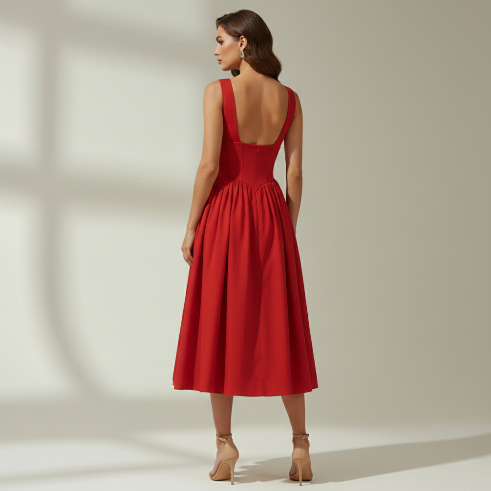 Robe Midi Femme avec Décolleté V Évasé Lucyle